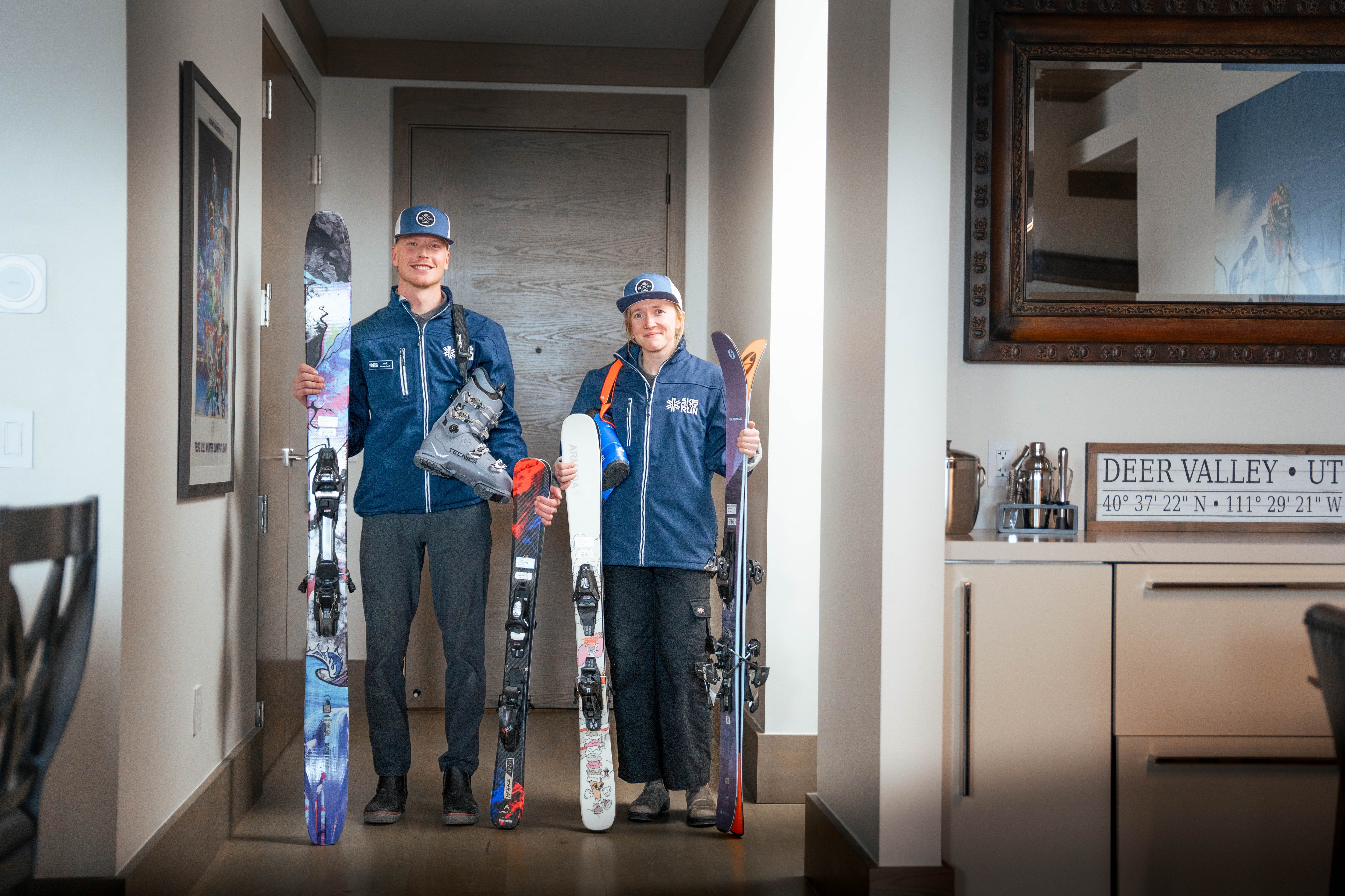 Skis on the Run employee delivering a ski rental to Deer Valley Resort